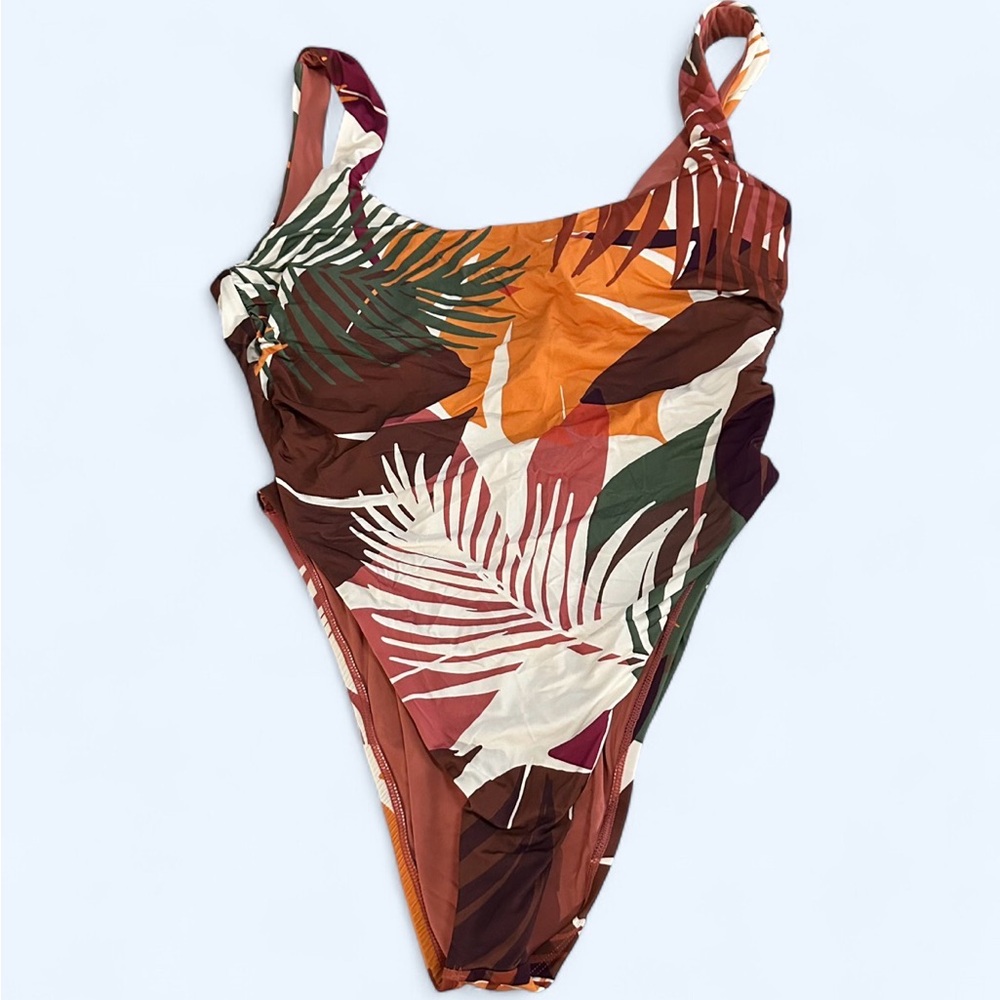 Vitamin A Women’s Size XL Tropical print high cut one piece swimsuit